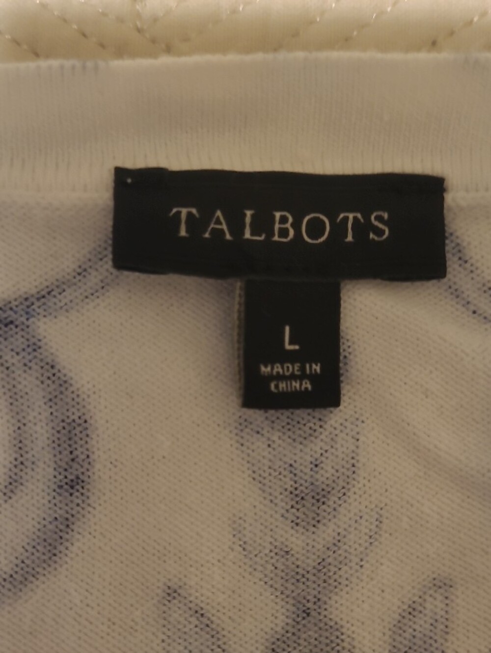 Talbots White & Blue Short-Sleeve Patterned Sweater Size L - Picture 2 of 6